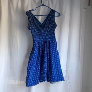 A-line Blue Polka Dot Dress